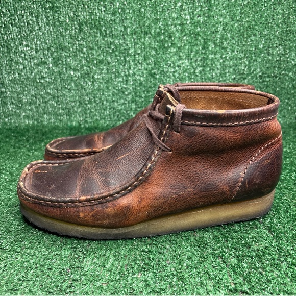 Clarks Wallabee Dark Brown Distressed Leather‎ Moccasin Loafer Shoe Men Size 10 main image 8